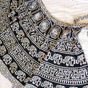Vintage Indian Cotton Black and Natural Block Print